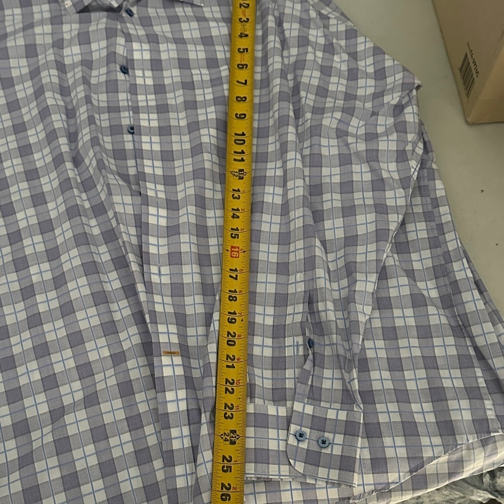 Robert Talbott Men's Checkered Shirt - Blue, White, and Red - Picture 9 of 10